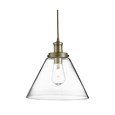 Searchlight Pyramid Domed Glass Pendant Ceiling Light - Antique Brass