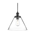 Searchlight Pyramid Domed Glass Pendant Ceiling Light - Black