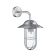 Searchlight Well Glass Outdoor Wall Light - Satin Silver - Clear Glass - IP44