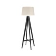 Searchlight Tripod Floor Lamp - Dark Wood - Cream Linen Shade