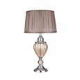 Searchlight Urn Table Lamp - Amber Glass & Chrome - Brown Pleated Shade