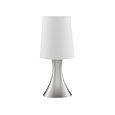 Searchlight Touch Table Lamp - Satin Silver Base - White Tapered Shade