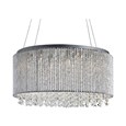 Searchlight Beatrix 8 Light Round Drum Pendant - Chrome - Crystal Button Drops