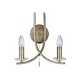 Searchlight Ascona - 2 Light Wall Light - Antique Brass - Glass Sconces