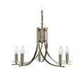 Searchlight Ascona - 5 Light Ceiling Pendant - Antique Brass - Glass Sconces