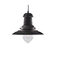 Searchlight Fisherman Single Pendant Light - Matt Black - Glass Shade