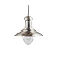 Searchlight Fisherman Single Pendant Light - Satin Silver - Glass Shade