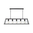 Searchlight Voyager 5 Light Bar Lantern Pendant - Matt Black - Clear Glass