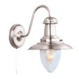 Searchlight Fisherman Single Wall Light - Satin Silver - Glass Shade - Cord