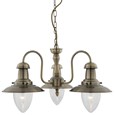 Searchlight Fisherman 3 Light Ceiling Pendant - Antique Brass - Glass Shades