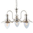 Searchlight Fisherman 3 Light Ceiling Pendant - Satin Silver - Glass Shades