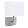 Searchlight Rectangle Wall Light - Satin Silver - White Rectangular Shade