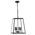 Searchlight Voyager 4 Light Lantern Pendant - Matt Black - Clear Glass - Chain