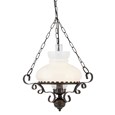 Searchlight Rustic Wrought Iron Oil Lantern Style Light - Opal Glass Diffuser