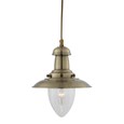 Searchlight Fisherman Single Pendant Light - Antique Brass - Glass Shade - Small