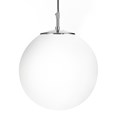 Searchlight Atom Ceiling Light - Silver Pendant - Opal Glass Sphere - Small