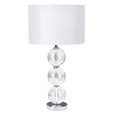 Searchlight Table Lamp - 3 Clear Glass Ball Stacked Base - White Drum Shade
