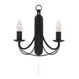 Searchlight Maypole Double Wall Light - Black - Pull Cord