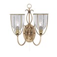 Searchlight Silhouette Double Wall Light - Antique Brass - Glass - Pull Cord