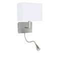Searchlight Led Flexi Arm Wall Light - Satin Silver - White Rectangular Shade