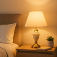 Malham Small Classic Table Lamp with Matching Shade - Cream & Antique Brass