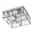Searchlight Flush 2 Light Glass Box Ceiling Light - Chrome - Glass Panels