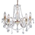 Searchlight Marie Therese 5 Light Chandelier - Crystal - Polished Brass