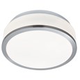 Searchlight Bathroom Ceiling Light - Opal Glass Shade - Satin Silver Trim