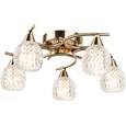 Hendon Semi Flush Antique Brass 5 Light Ceiling Light with Crystal Glass Shades