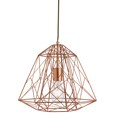 Searchlight Contemporary Geometric Cage Frameed Pendant Light - Shiny Copper