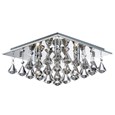 Searchlight Hanna Square 4 Light Ceiling Fitting - Chrome - Crystal Drops