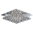 Searchlight Hanna Square 6 Light Ceiling Fitting - Chrome - Crystal Drops