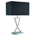Searchlight Cross Table Lamp-X Shape Base - Satin Silver - Black Rectangle Shade