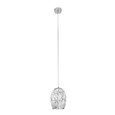 Searchlight Crackle Dome Pendant - White Mosaic Glass - Satin Silver Suspension
