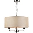 Korus Ceiling Chain 3 Light - Satin Silver Finish - Matching Natural Beige Cream