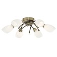 Searchlight Opera 6 Light Ceiling Flush Fitting - Antique Brass - Opal Glass
