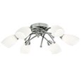 Searchlight Opera 6 Light Ceiling Flush Fitting - Chrome - Opal Glass