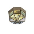 Searchlight Flush Ceiling Light - Bevelled Glass Triangles - Antique Brass