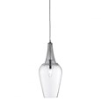 Searchlight Whisk Stylish Single Pendant Light - Chrome Trim & Clear Glass
