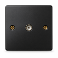 Round Edge Matt Black 1G TV Socket
