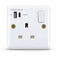 Convex White 1G Switched Socket with USB-A & USB-C