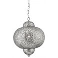 Searchlight Moroccan Single Pendant - Shiny Nickel - Elaborate Patterned Finish