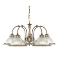 Searchlight American Diner 5 Light Pendant - Antique Brass - Clear Glass