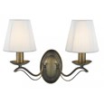 Searchlight Andretti  2 Light Wall Light - Antique Brass - Cream String Shades