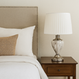 Hepburn Large Grey Marble Table Lamp with Ivory Pleat Shade - Grey & Silver