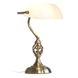 Kingswood Barley Twist Traditional Bankers Lamp - Opal Glass Shade