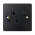 Round Edge Matt Black 13A 1G DP Switched Socket