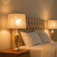 Malham Large Table Lamp with Lacy Bloom Stencil Shade - Champagne Gold & Silver