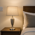 Malham Large Classic Ceramic Table Lamp with Shade - Grey and Satin Silver