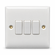 Convex Slim White 10A 3G 2W Switch Plate with Link Leads - White